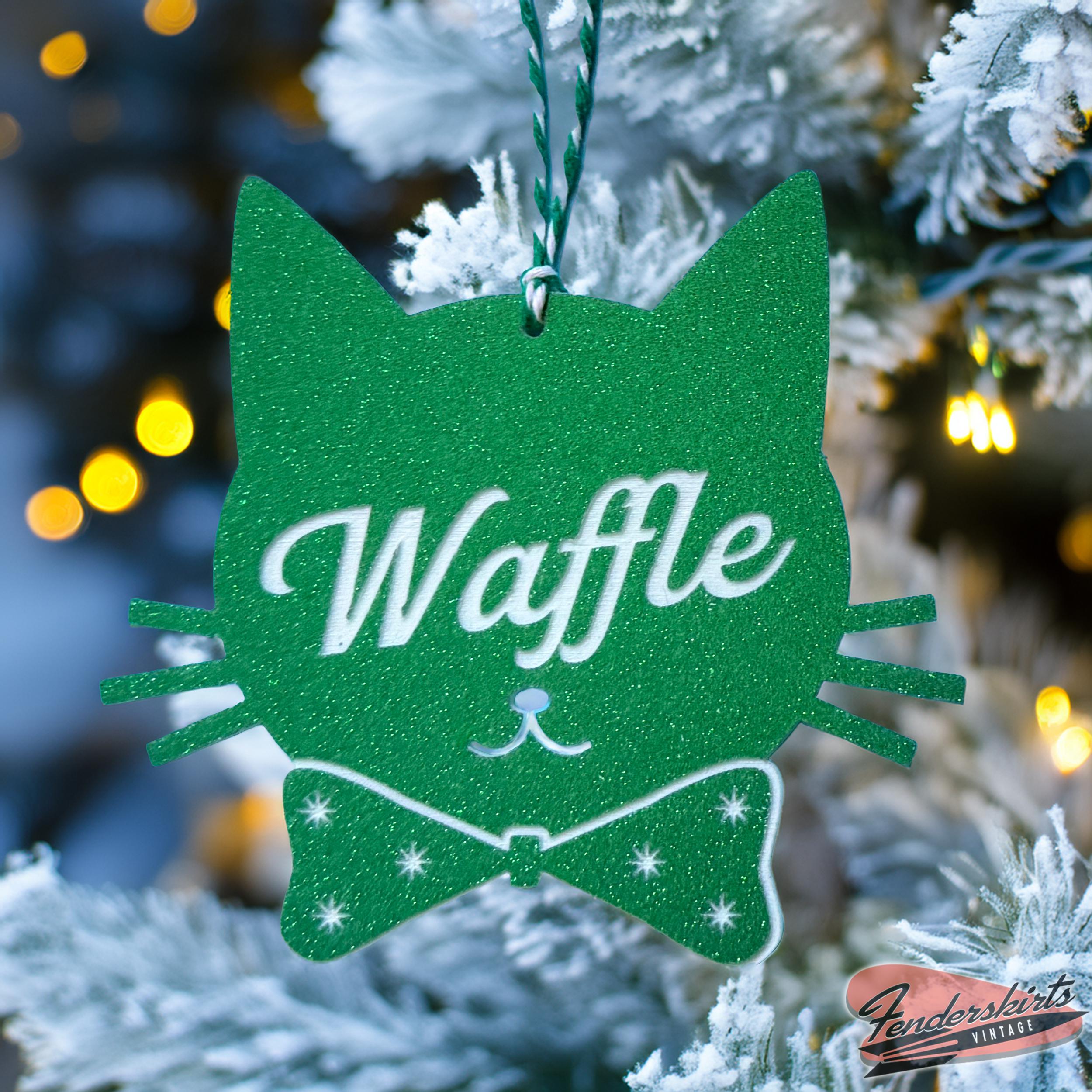 Custom Kitty Cat Glitter Ornament