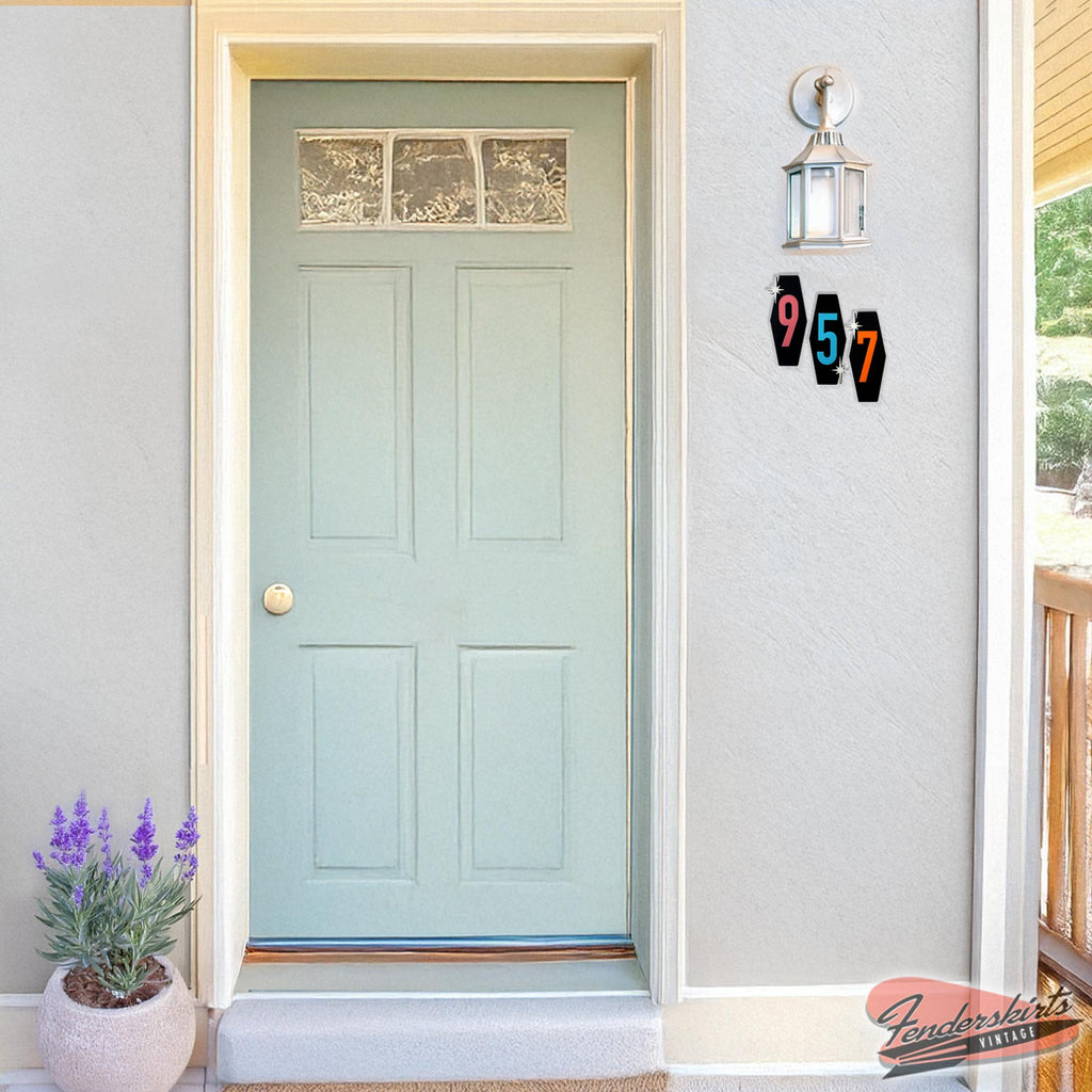 Hex Atomic Starburst House Address Numbers