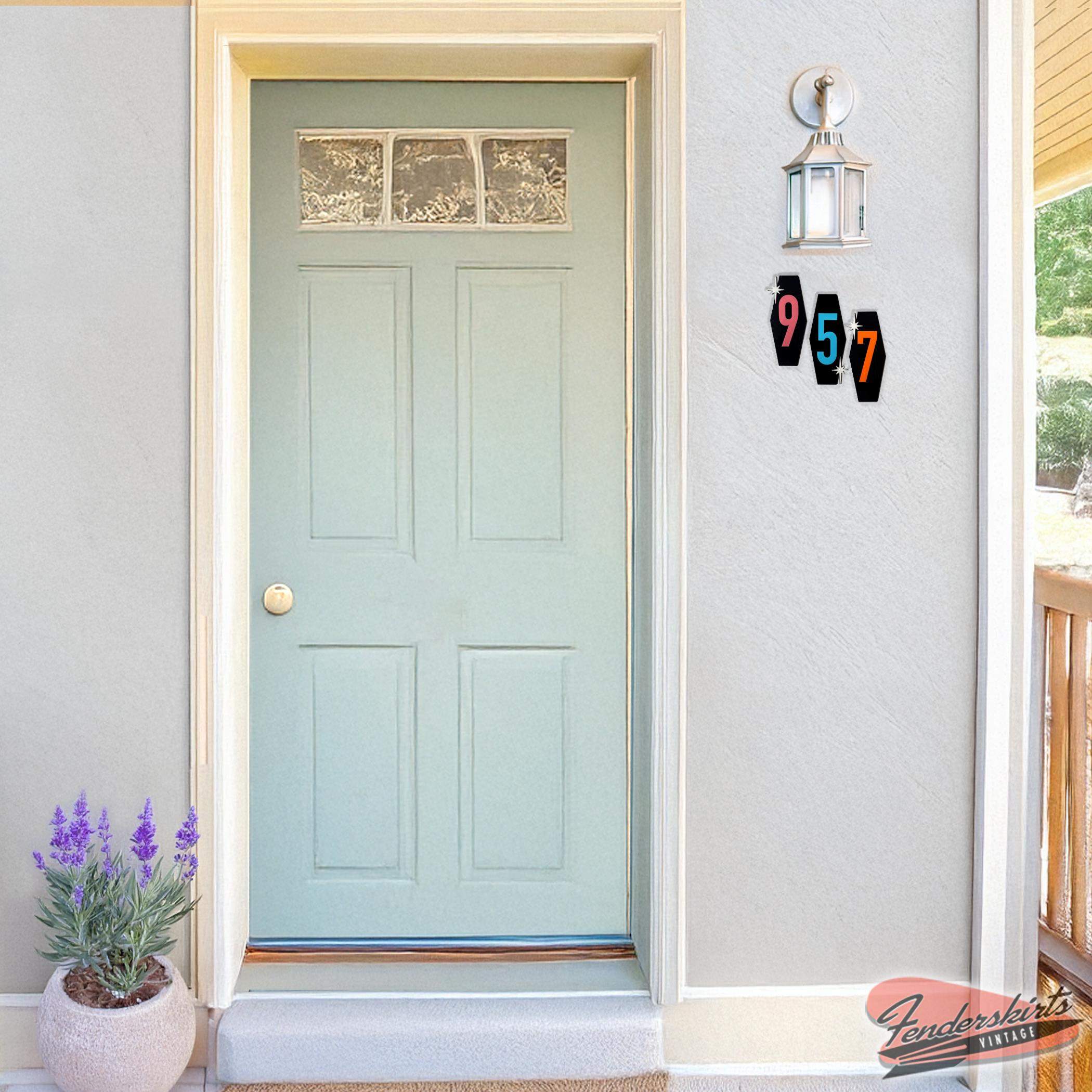 Hex Atomic Starburst House Address Numbers