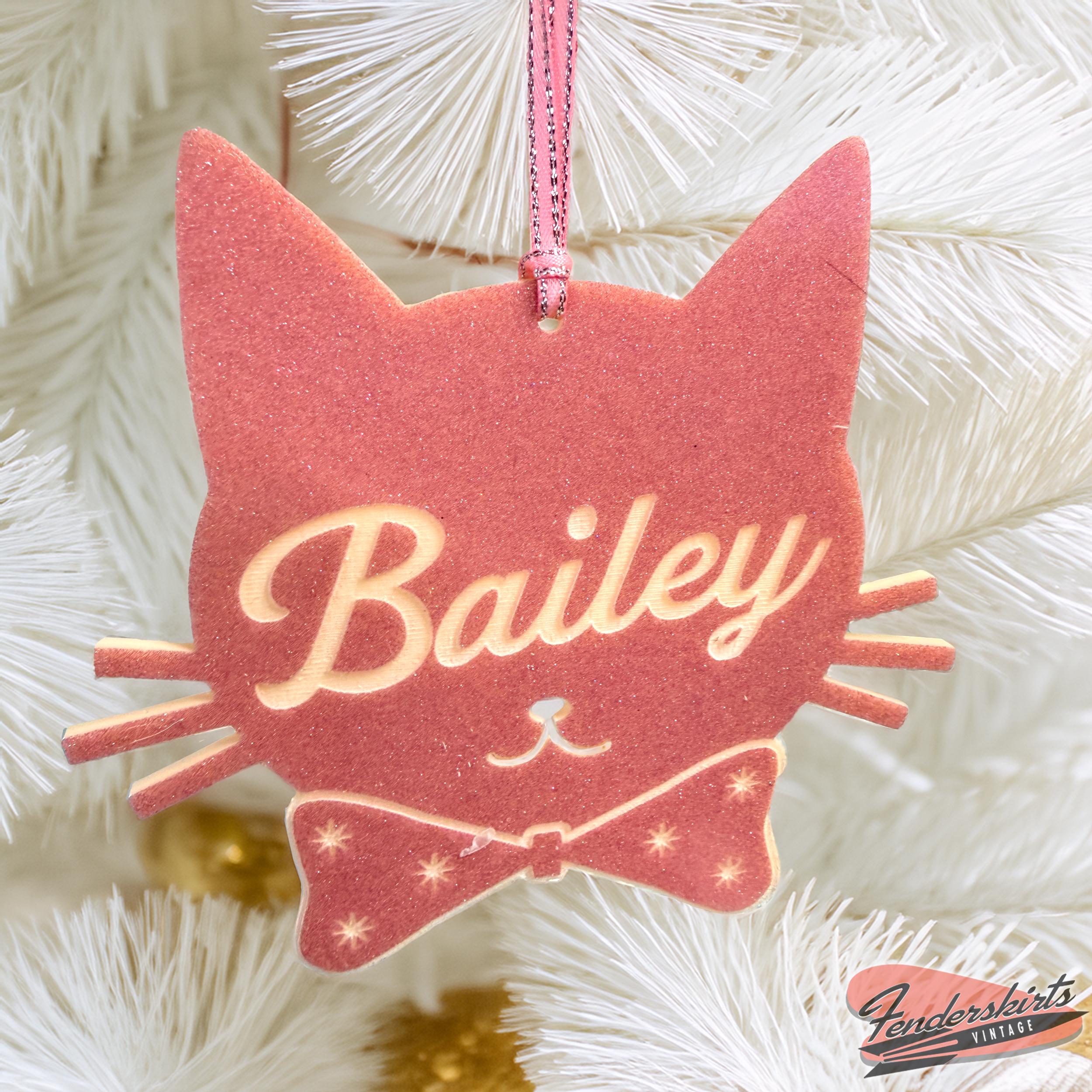 Custom Kitty Cat Glitter Ornament