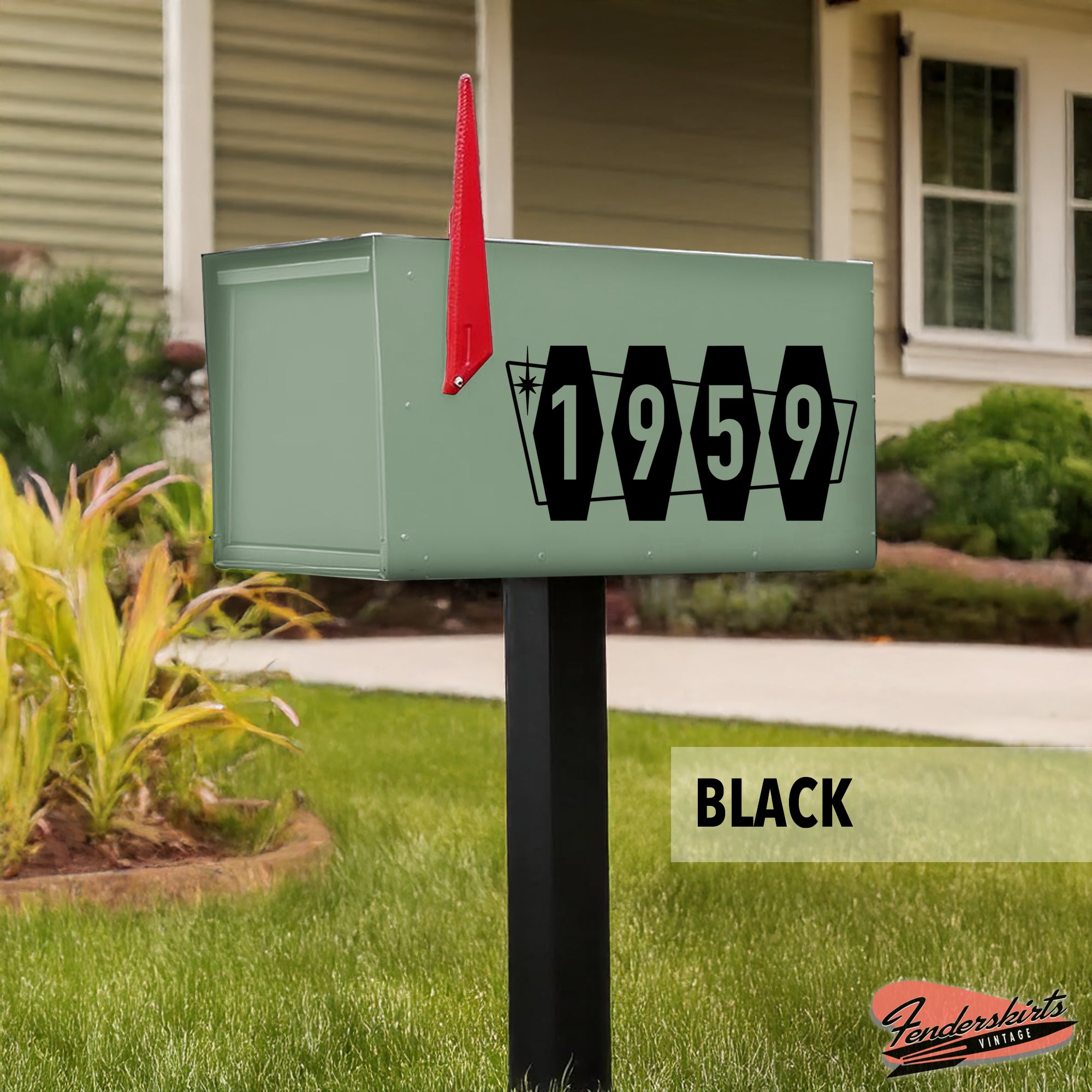Hex Atomic Mid Century Mailbox Decals