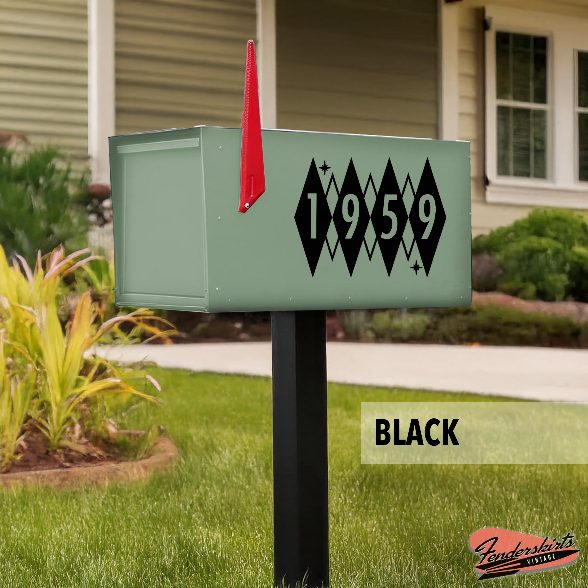 Argyle Diamond Retro Atomic Mailbox Decals
