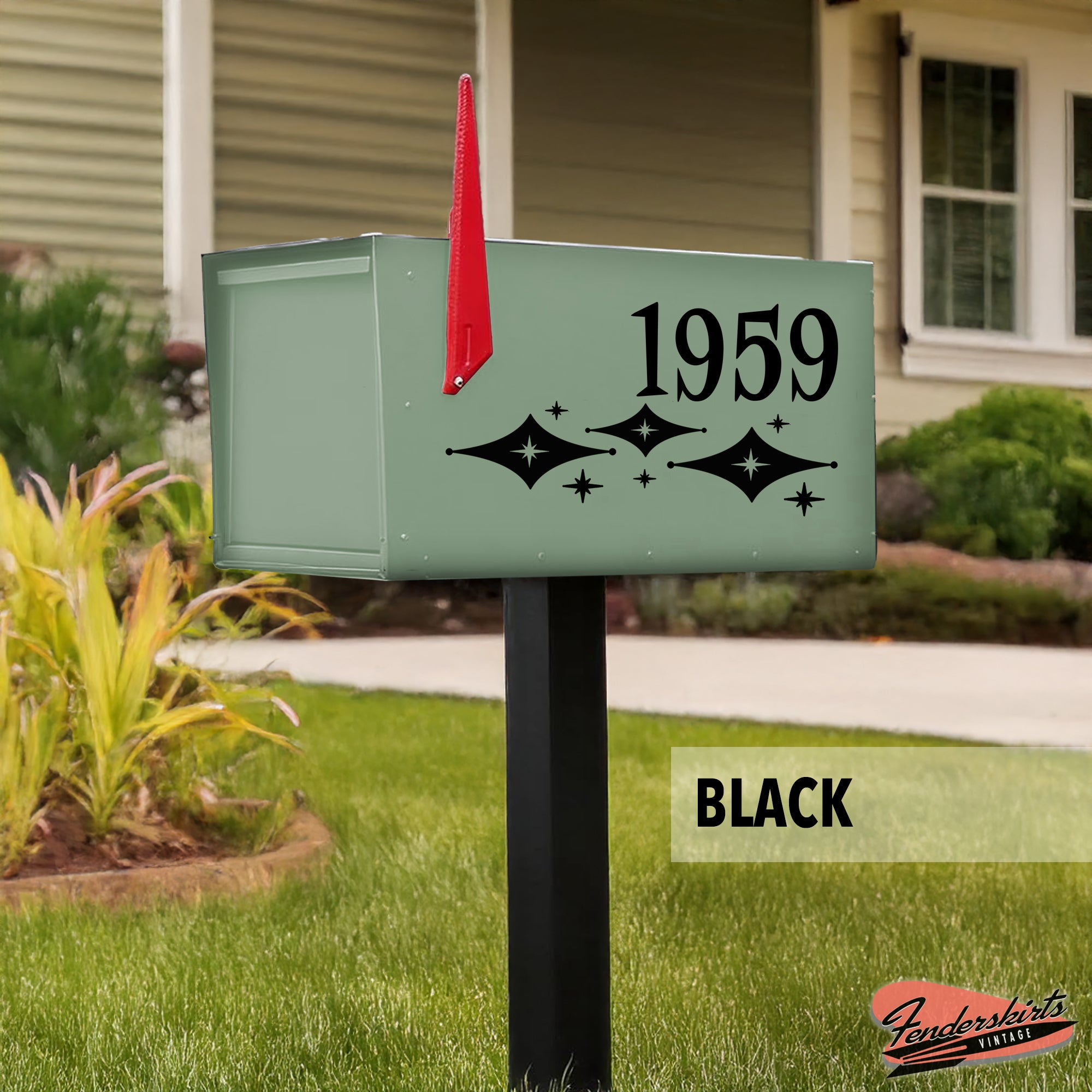 Jubilee Diamond Starburst Retro Mailbox Decals