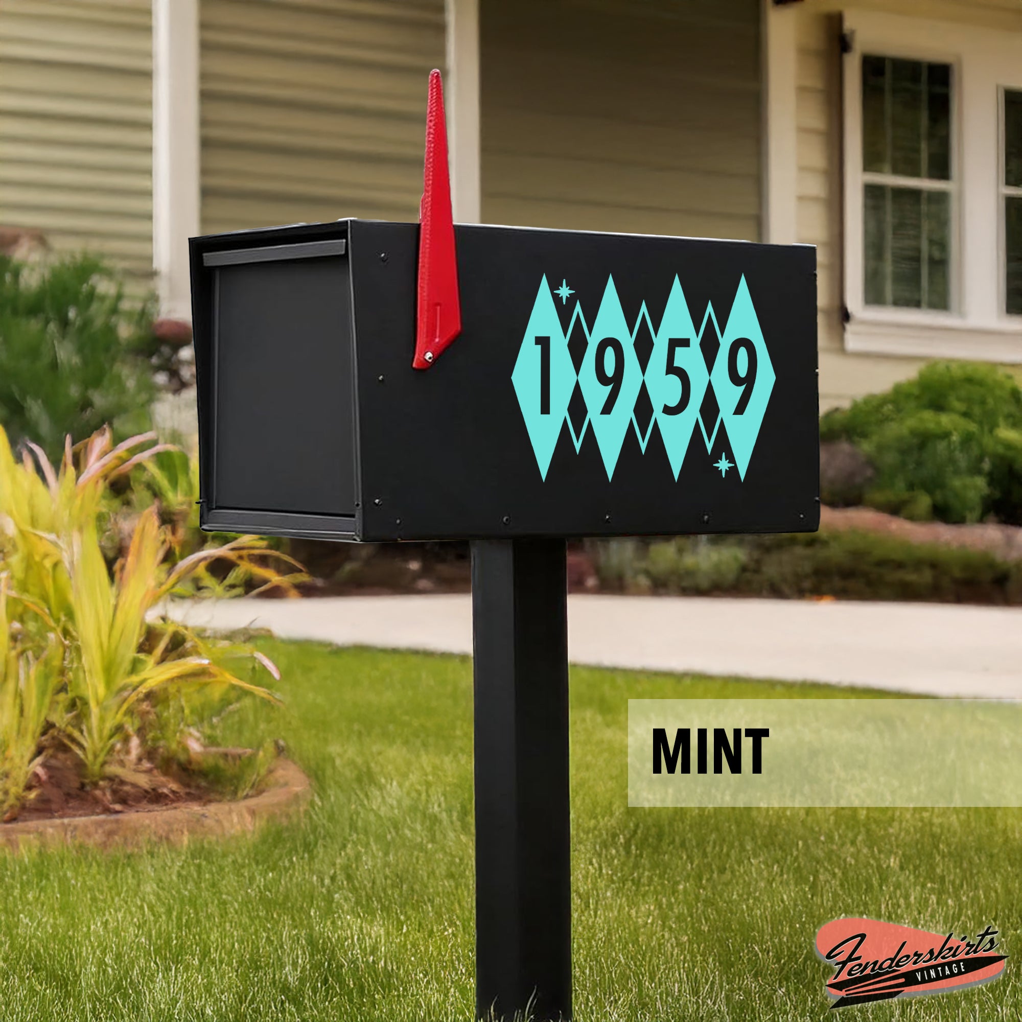 Argyle Diamond Retro Atomic Mailbox Decals