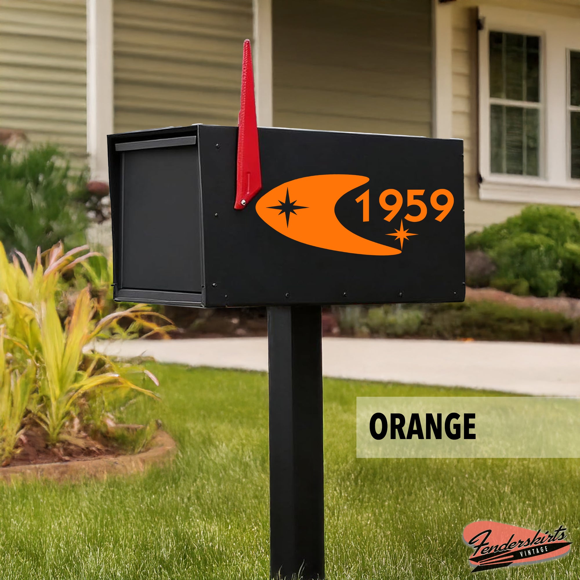 Quasar Boomerang Retro Mailbox Decals
