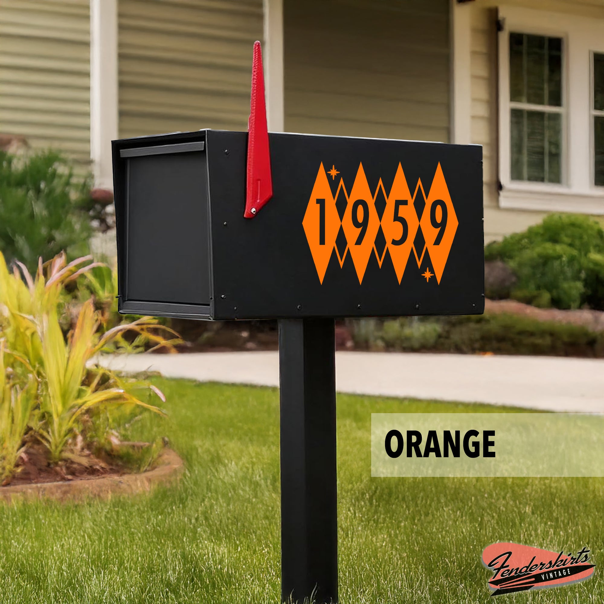 Argyle Diamond Retro Atomic Mailbox Decals