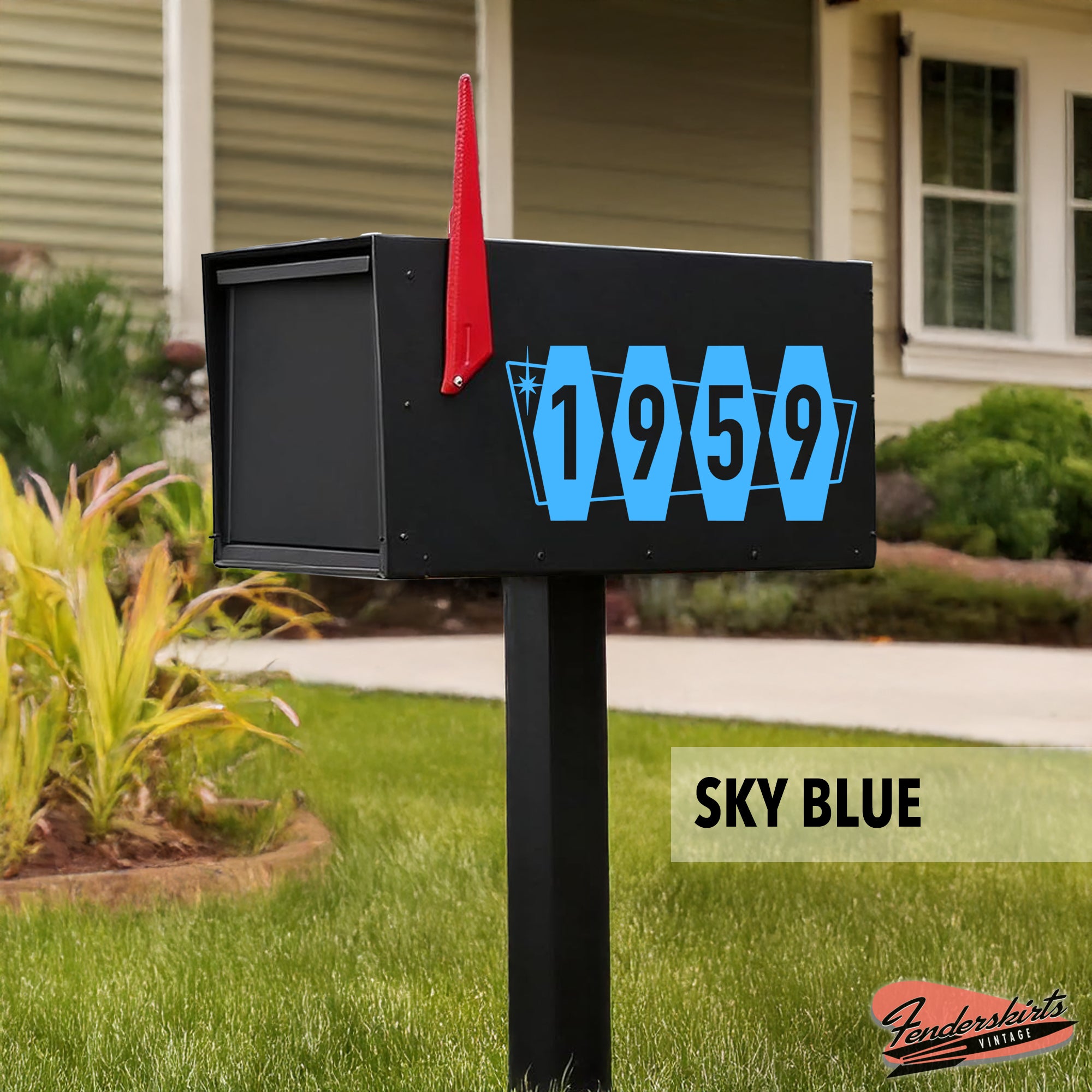 Hex Atomic Mid Century Mailbox Decals