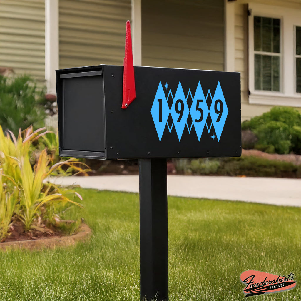 Argyle Diamond Retro Atomic Mailbox Decals