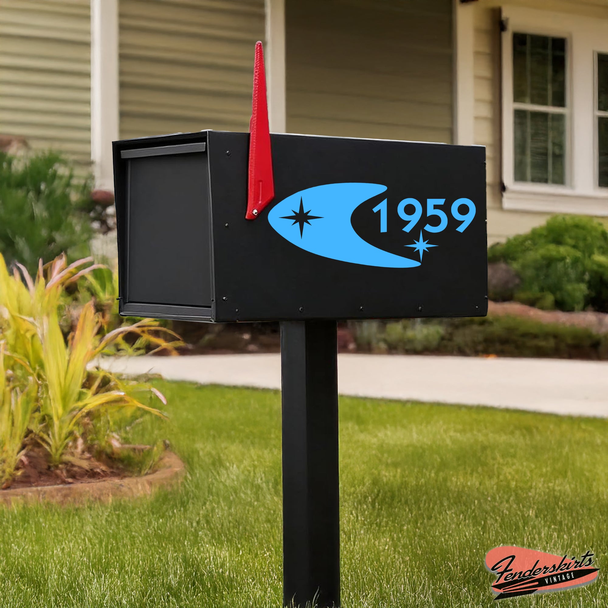 Quasar Boomerang Retro Mailbox Decals