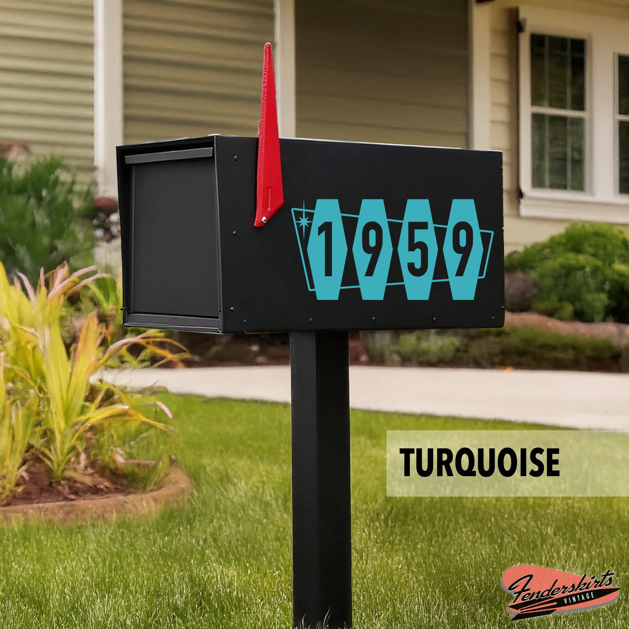 Hex Atomic Mid Century Mailbox Decals