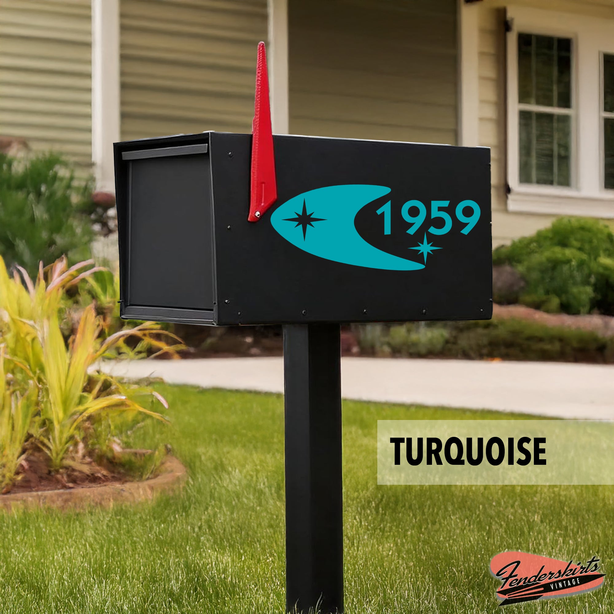 Quasar Boomerang Retro Mailbox Decals