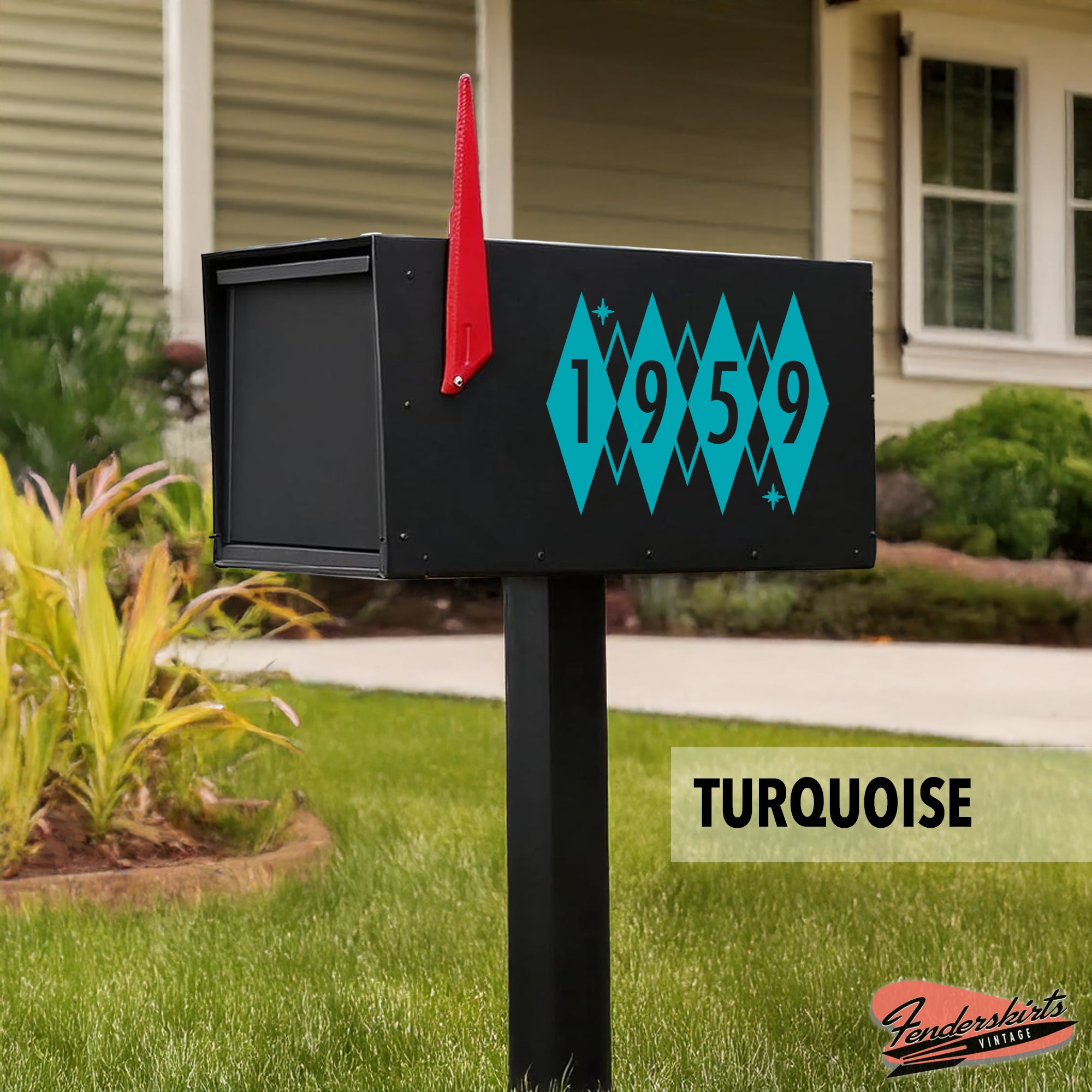 Argyle Diamond Retro Atomic Mailbox Decals