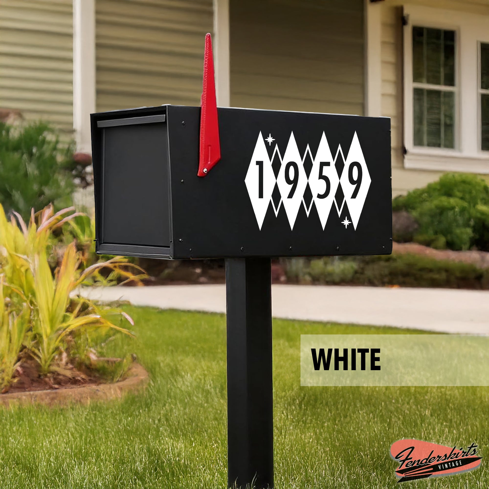 Argyle Diamond Retro Atomic Mailbox Decals