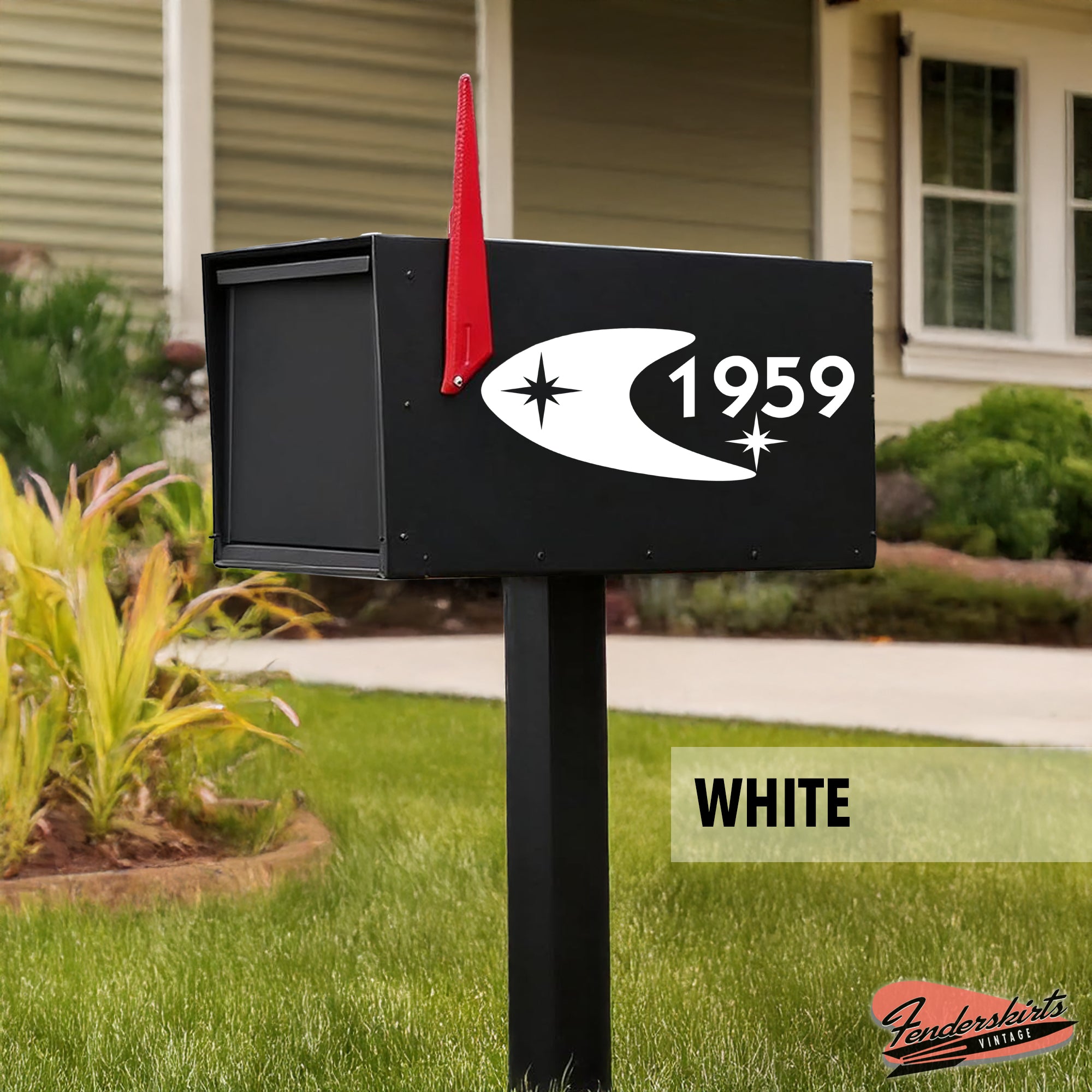 Quasar Boomerang Retro Mailbox Decals