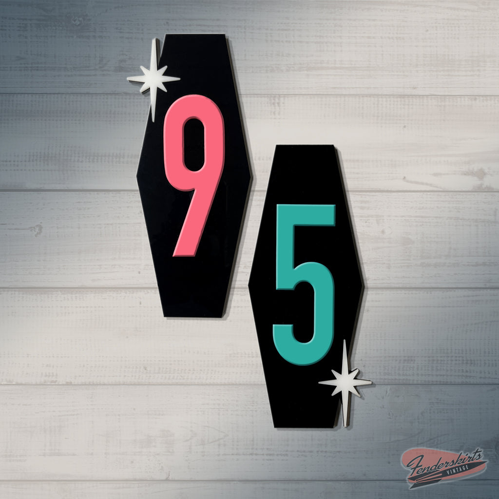 Hex Atomic Starburst House Address Numbers