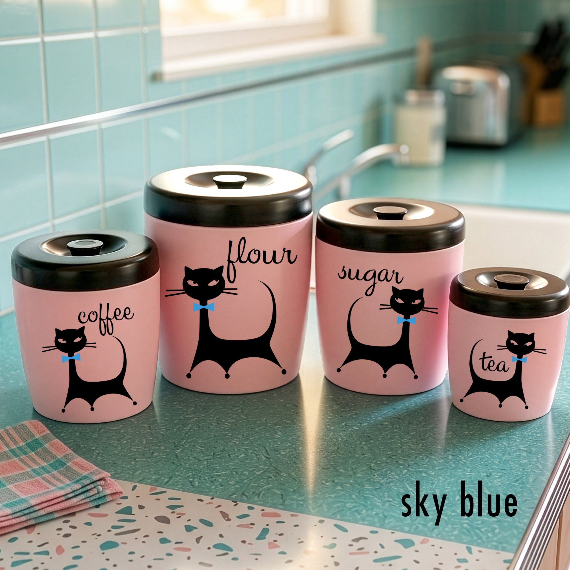 Atomic Kitty Cat Kitchen Canister Decals