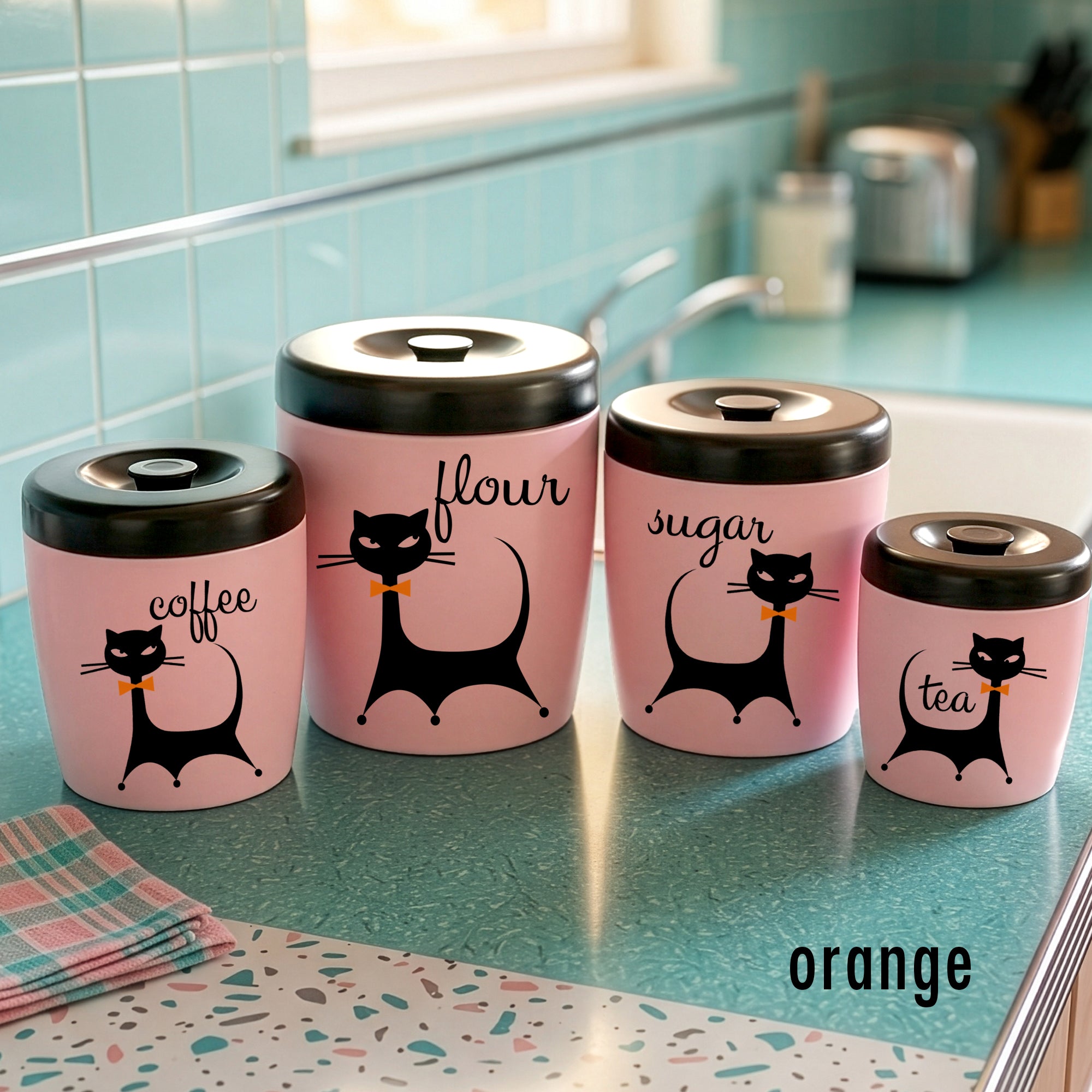 Atomic Kitty Cat Kitchen Canister Decals