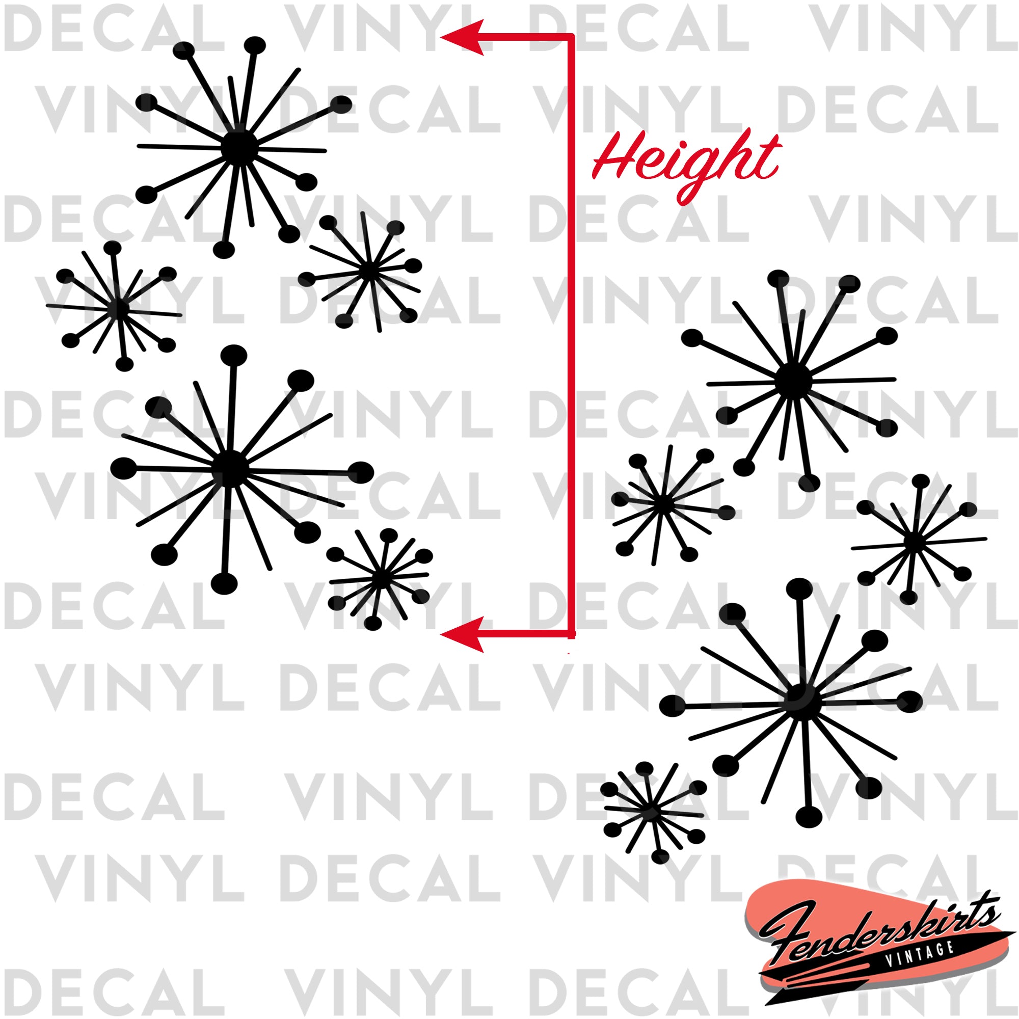 Dandelion Atomic Starburst Retro Decals