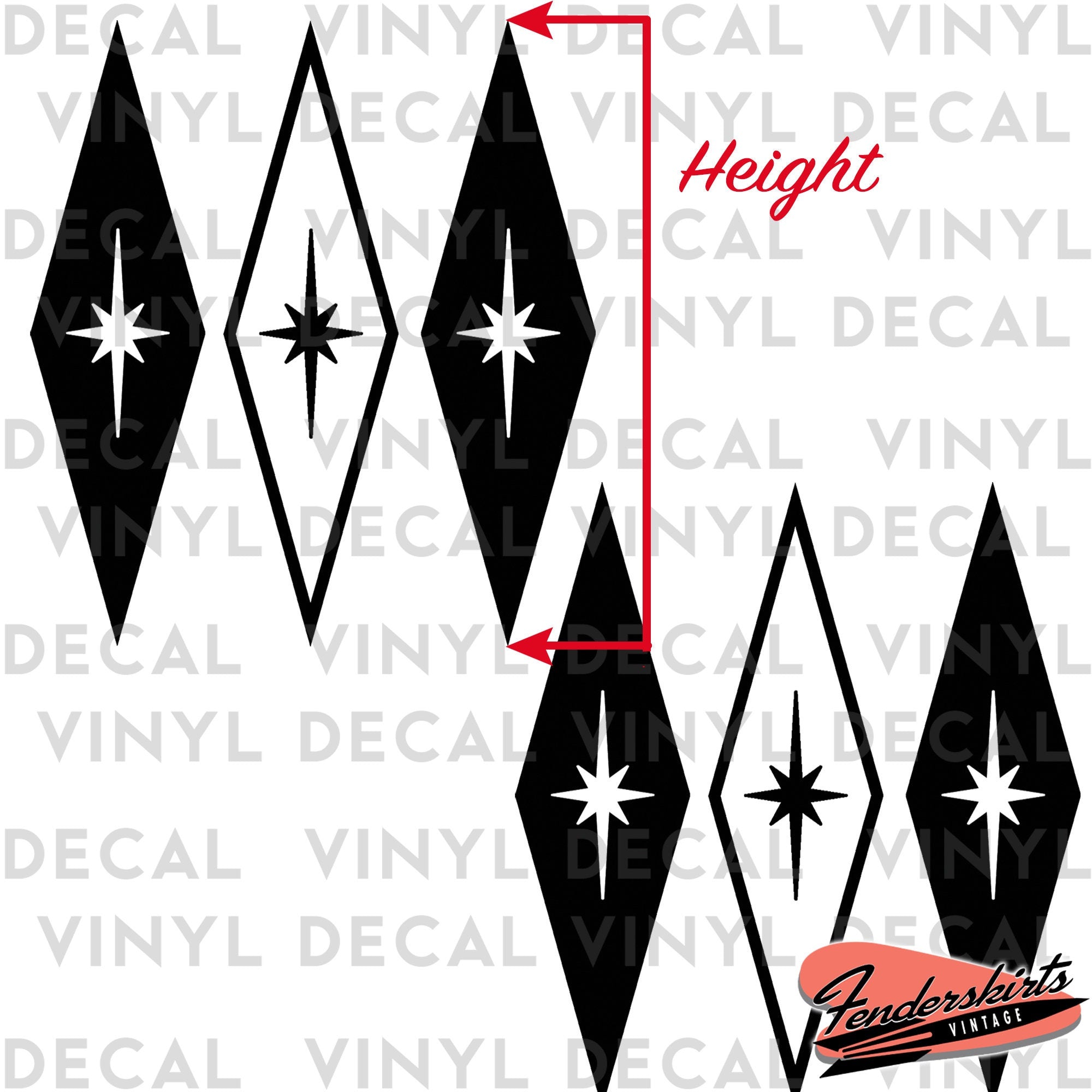 Harlequin Diamond Starburst Retro Decals
