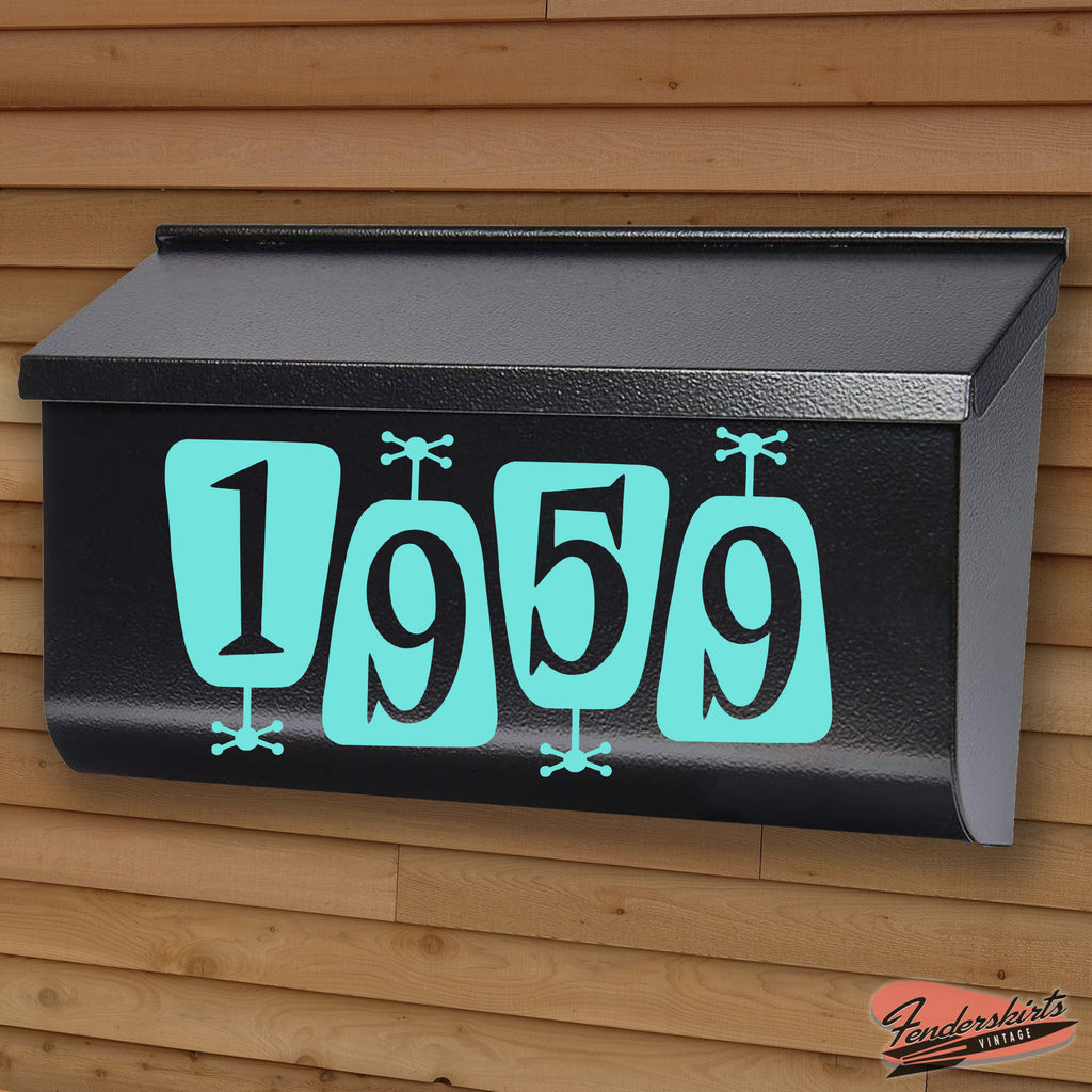 Satellite Retro Atomic Mailbox Decals