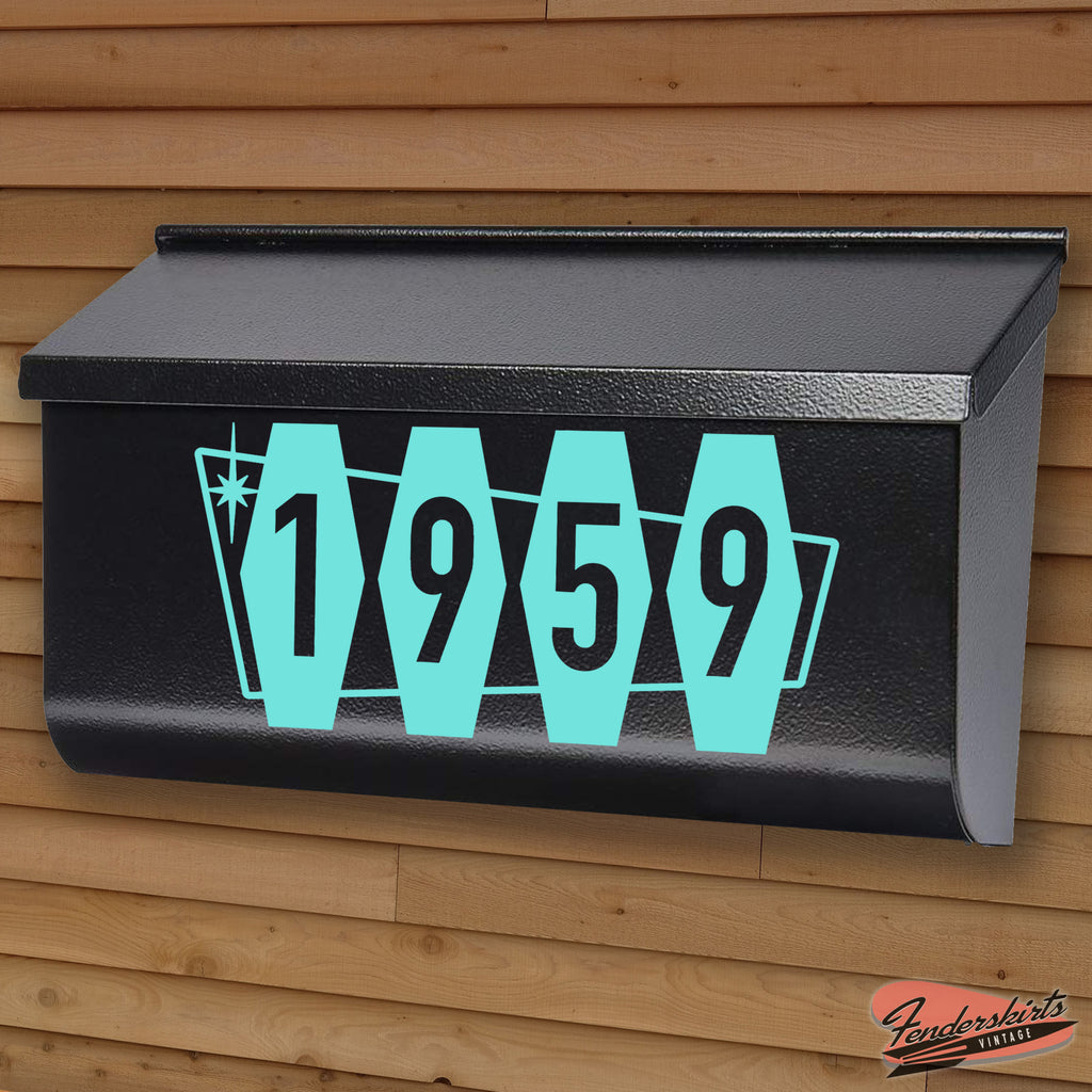 Hex Atomic Mid Century Mailbox Decals