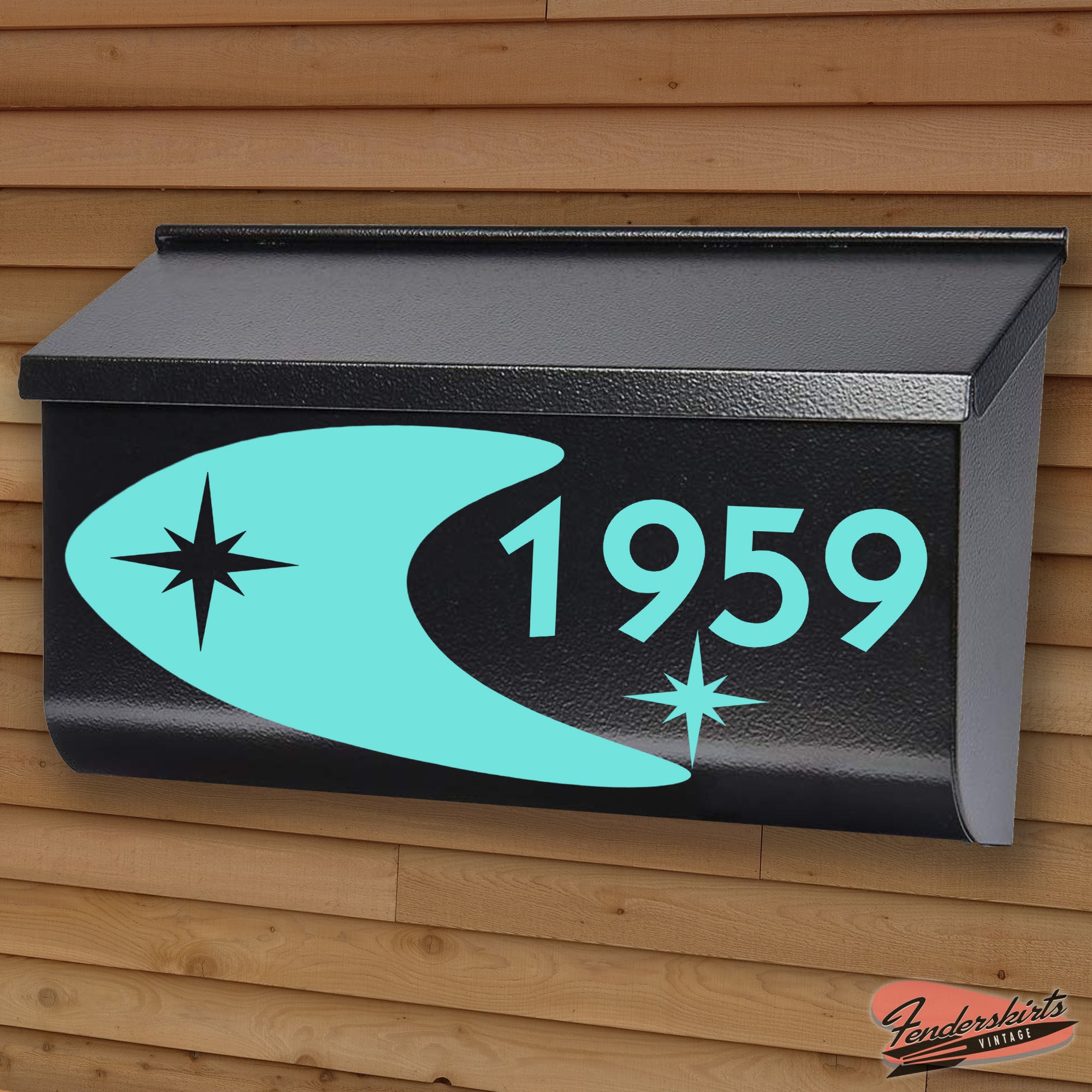 Quasar Boomerang Retro Mailbox Decals