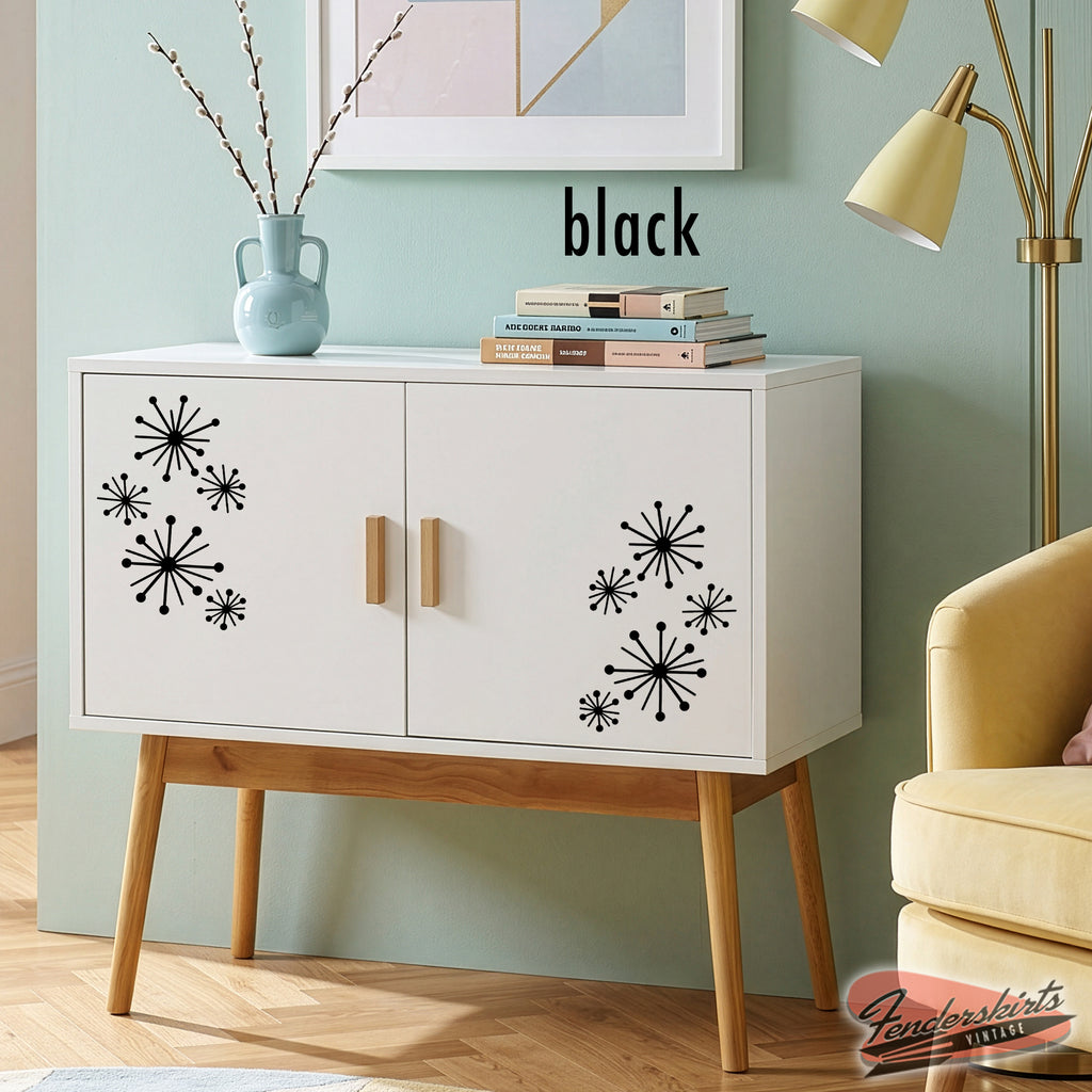 Dandelion Atomic Starburst Retro Decals