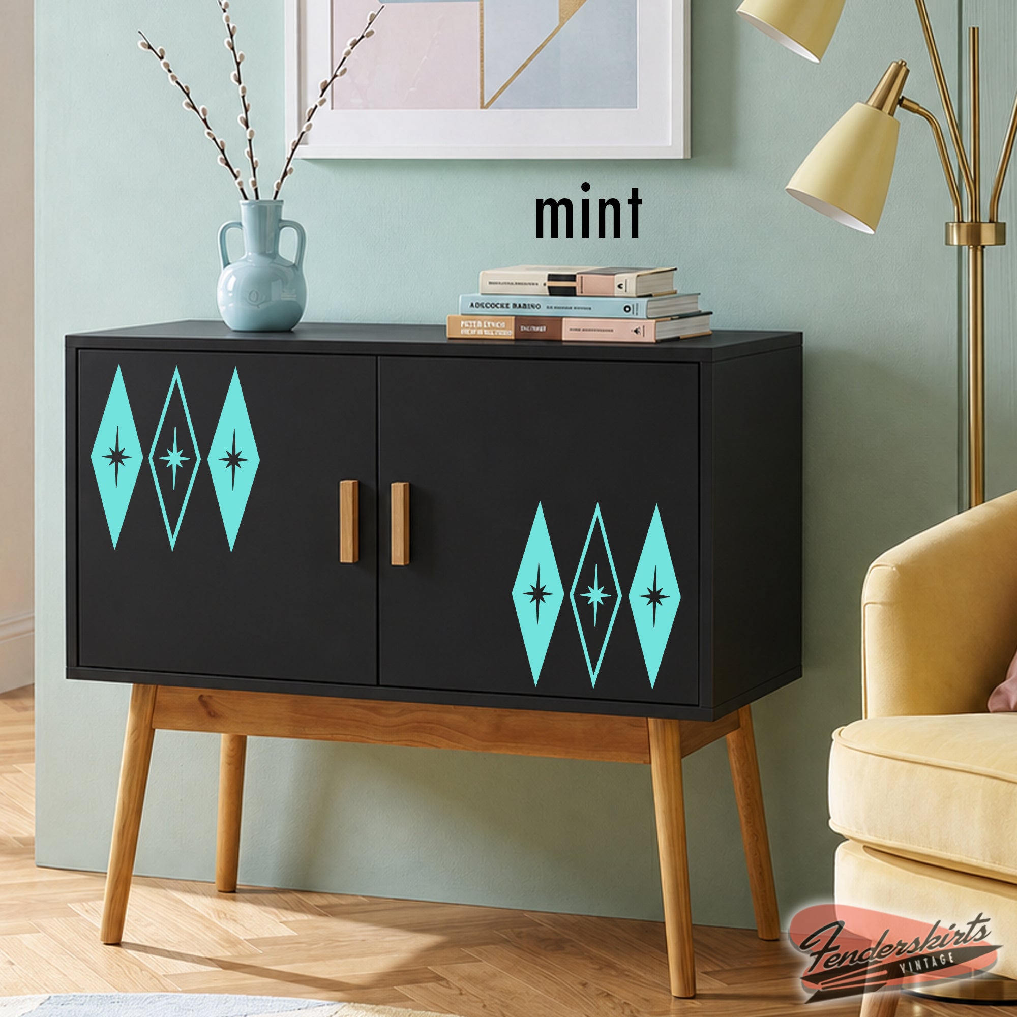 Harlequin Diamond Starburst Retro Decals
