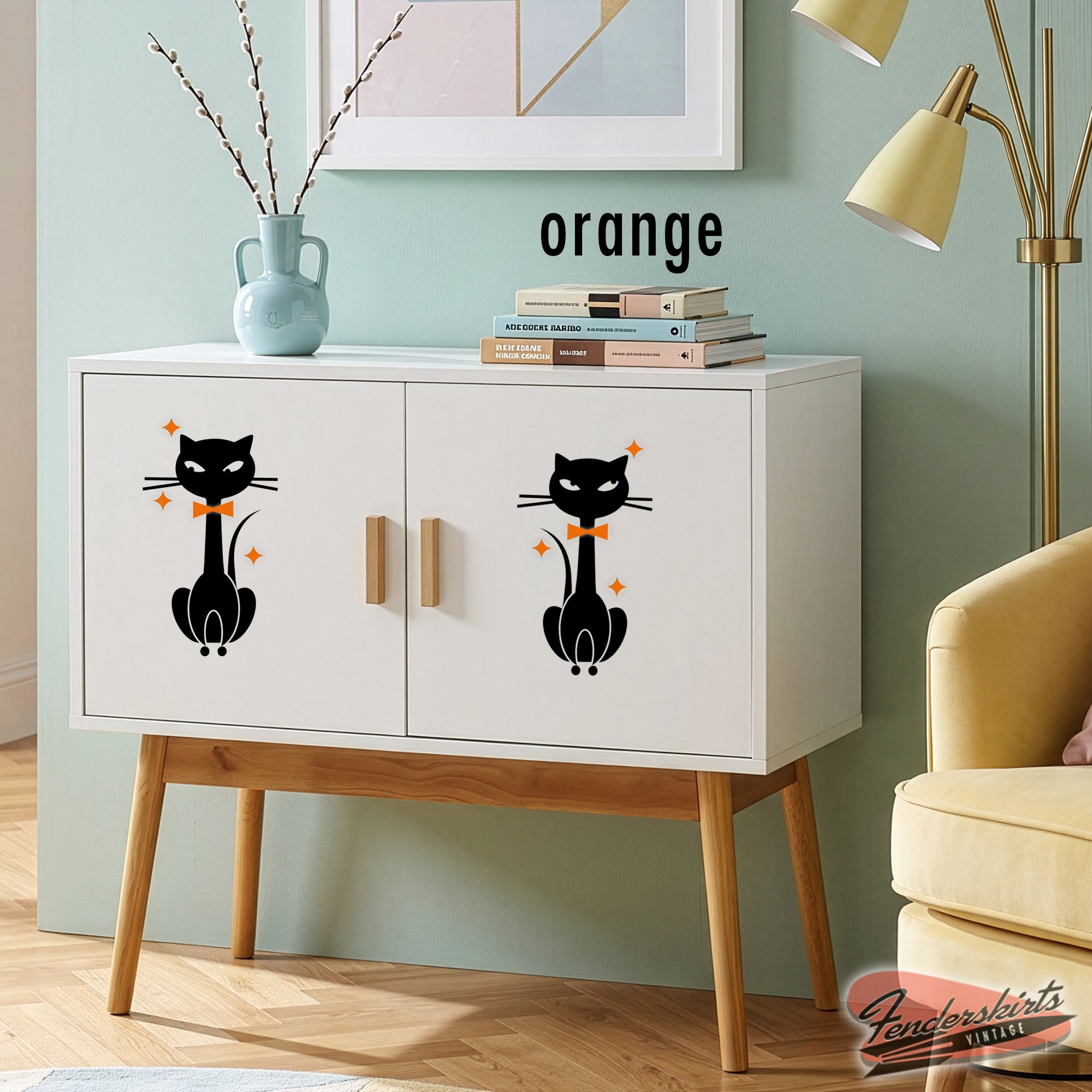 Slim Kitty Cat Diamond Retro Decals