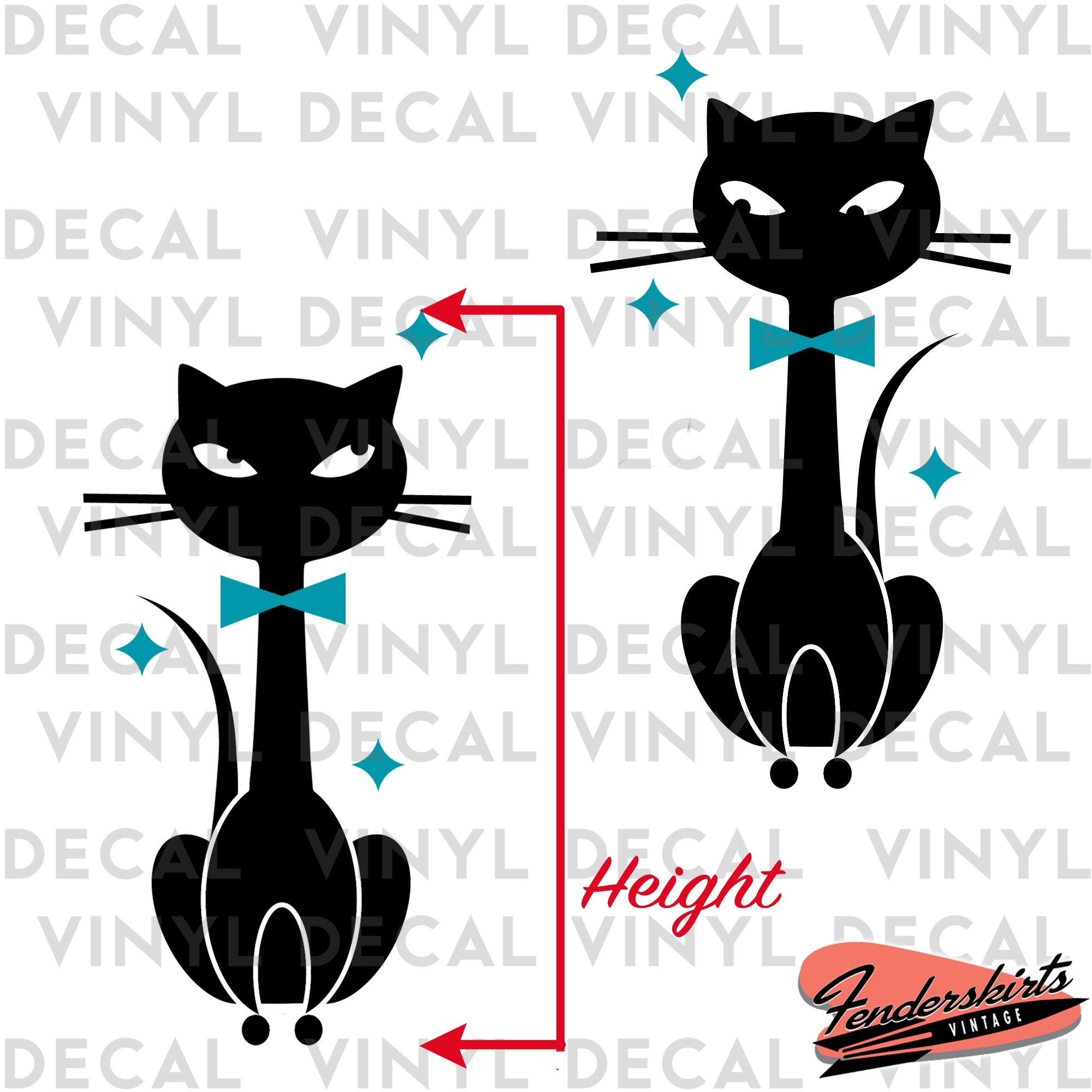 Slim Kitty Cat Diamond Retro Decals