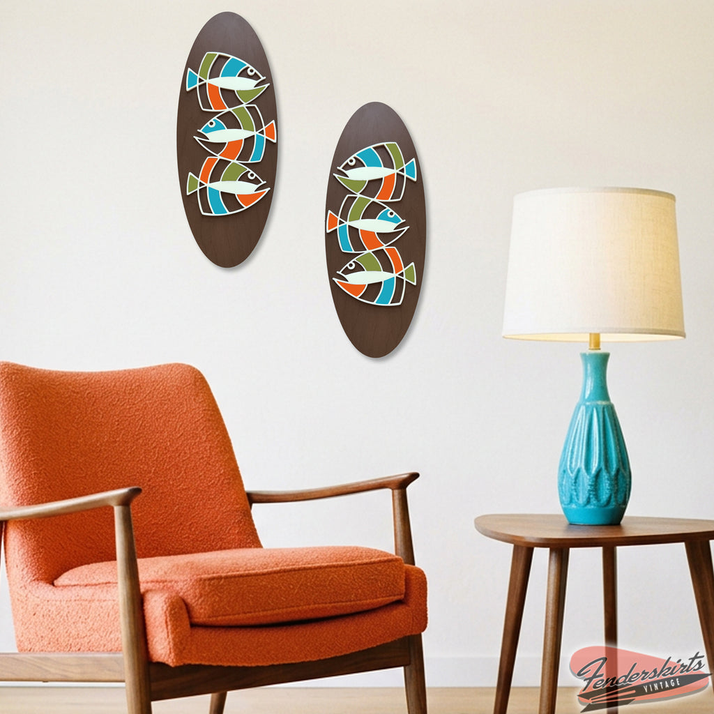 Atomic Fish Trio Abstract Wall Plaque