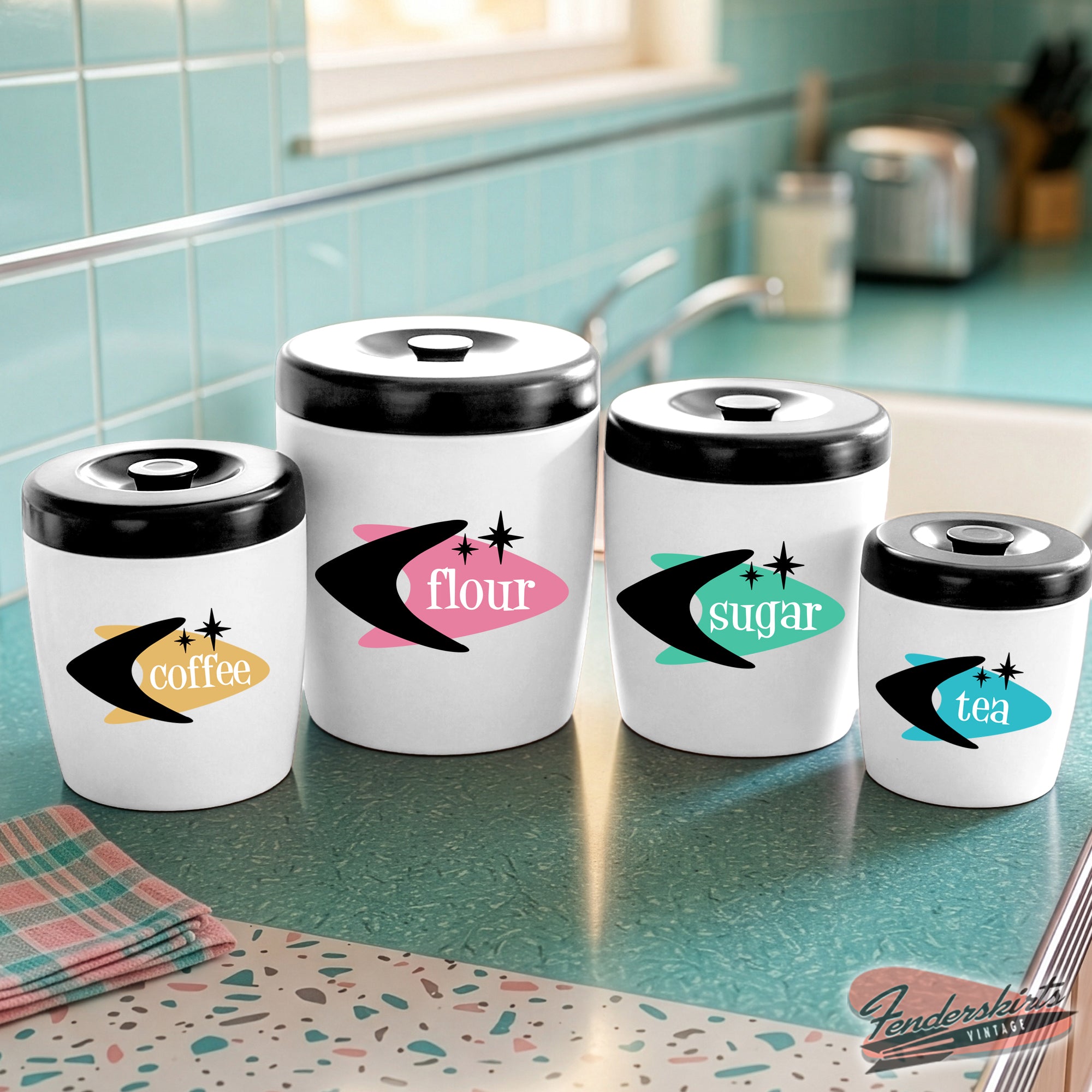 Star Pop Boomerang Starburst Kitchen Canister Decals