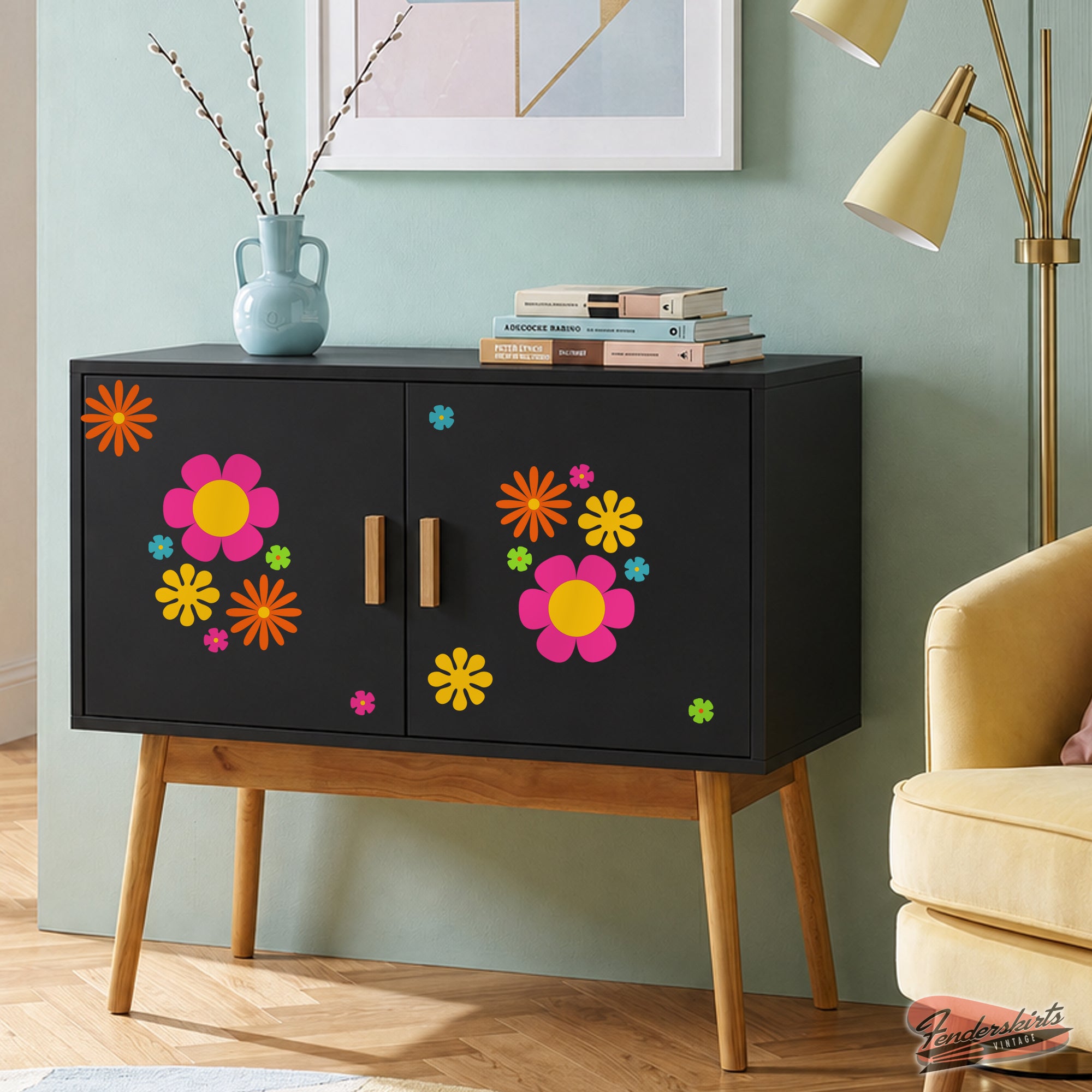 Mod Flower Power Daisy Bright Colorful Decals