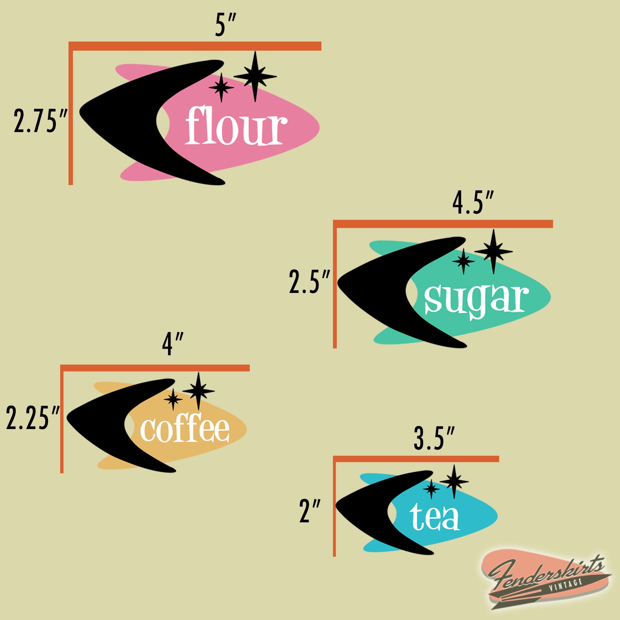 Star Pop Boomerang Starburst Kitchen Canister Decals