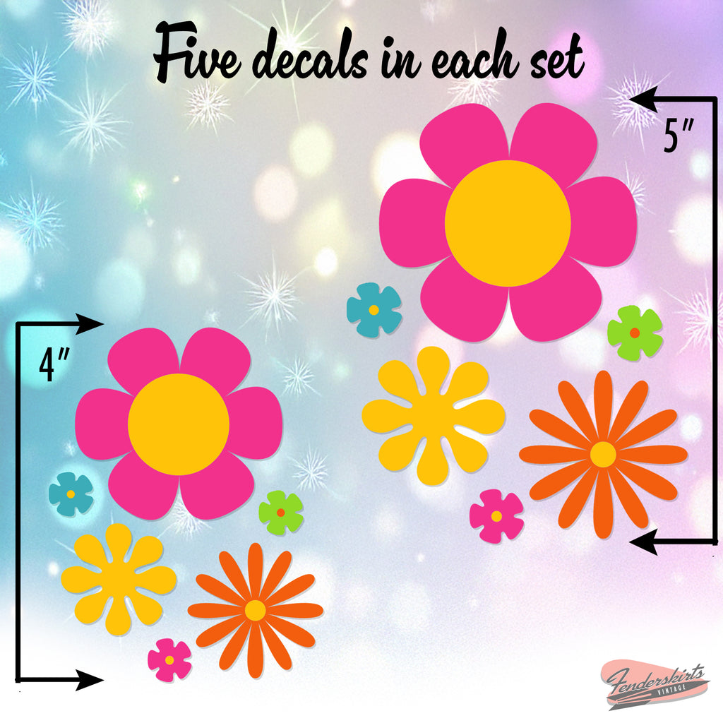 Mod Flower Power Daisy Bright Colorful Decals